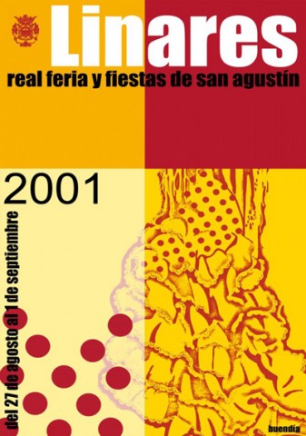 Un estudiante de cuarto de Bellas Artes en la Universidad de Salamanca ser� el ganador del Concurso de Carteles de Feria de Linares en 2001. Jos� Carlos Buend�a P�rez, de Linares, se embols� 250.000 de las antiguas pesetas con un dise�o rompedor al utilizar las novedades t�cnicas, por ordenador, que marcar�n las sucesivas convocatorias del concurso de carteles. Se dejan atr�s los tradicionales �leos que eran litografiados para su impresi�n. Estas nuevas t�cnicas, sin embargo, no dejan de lado los iconos folkl�ricos cl�sicos, como vemos en el traje de faralaes que domina el cartel, aunque en esta ocasi�n se dejan de lado otros elementos representativos de nuestra ciudad.