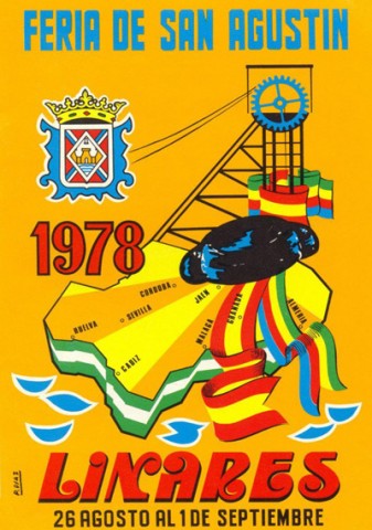 Por tercera vez Pedro D�az Delgado -habr� una cuarta en el a�o 2000-, es nombrado ganador del Concurso de Carteles de la Feria de Linares. Su dise�o representa una gran cabria que enlaza, a trav�s de unos cables que parten de unos engranajes superiores, con un escudo de Linares. En su base aparecen las banderas de Espa�a y de Linares que, a trav�s de una montera, conecta con un dibujo de la que ser�a, a partir de 1980, Comunidad Aut�noma de Andaluc�a. La bandera de esta nueva comunidad es la encargada de bordear la costa de ese mapa en relieve. Entendemos que el autor pretende representar la proyecci�n de nuestra Feria en toda Andaluc�a. Gran parte de raz�n tiene ya que los carteles y programas de feria eran mandados a multitud de lugares de la Pen�nsula Ib�rica. 