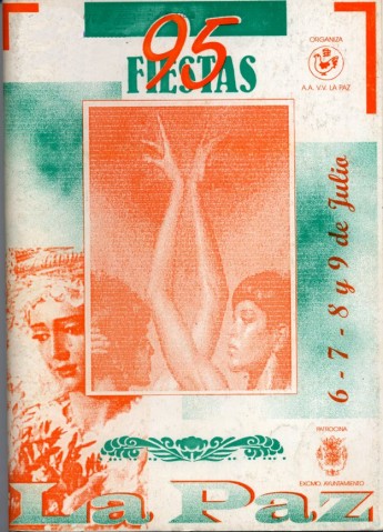 El a�o 1995 la mitad del presupuesto de la Feria de La Paz era cubierto por la asignaci�n de parcelas para de atracciones, de un total de doce casetas m�s de la mitad eran atracciones y t�mbolas, el resto del presupuesto proced�a del comercio de Linares, que se publicitada en el programa de mano. La calamitosa situaci�n de las arcas locales no propici� la subvenci�n de estas fiestas este a�o, aunque desde la asociaci�n se ensalz� la colaboraci�n del Excmo. Ayuntamiento de Linares. El dise�o de la portada del programa parece ser un avance de lo que se presentar� en a�os venideros. El elemento religioso se incorpora con mayor fuerza y un ejemplo de ello son las im�genes de la Virgen de la Paz junto otros elementos que invitan a pensar en una feria, esta vez ser�n dos mujeres que elevan sus brazos emulando un baile por sevillanas.